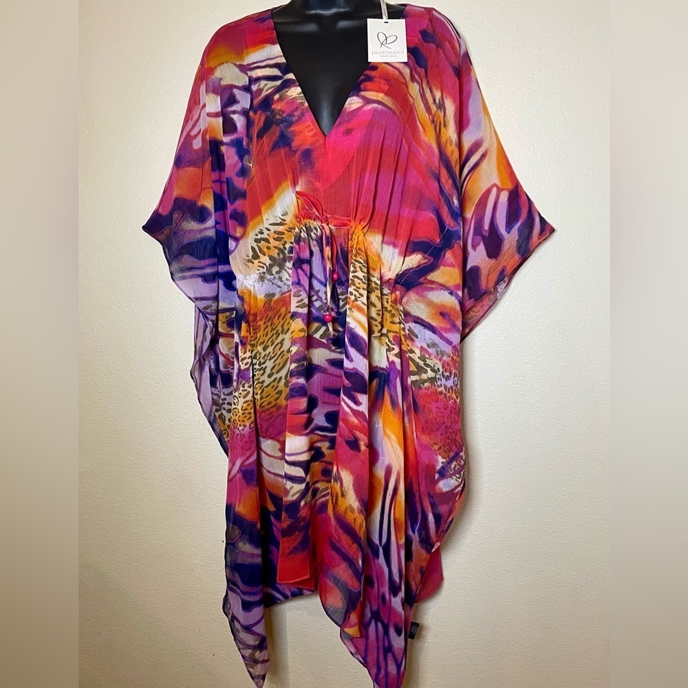NEW Pia Rossini Vibrant Colors Paradiso swim & Beach Kaftan Cover Up.